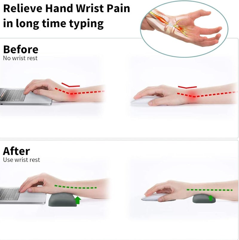 لينجي مجموعة وسادة مسند المعصم، مسند معصم لوحة المفاتيح + مسند معصم الماوس، مسند معصم سحابي غير قابل للانزلاق من إسفنج الذاكرة من البولي يوريثان، ناعم ومرن، يمكنه تخفيف آلام الكتابة - Image 5