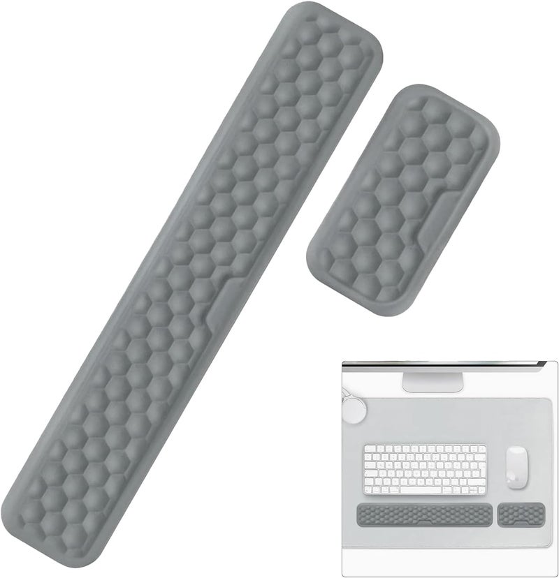 لينجي مجموعة وسادة مسند المعصم، مسند معصم لوحة المفاتيح + مسند معصم الماوس، مسند معصم سحابي غير قابل للانزلاق من إسفنج الذاكرة من البولي يوريثان، ناعم ومرن، يمكنه تخفيف آلام الكتابة - Image 1