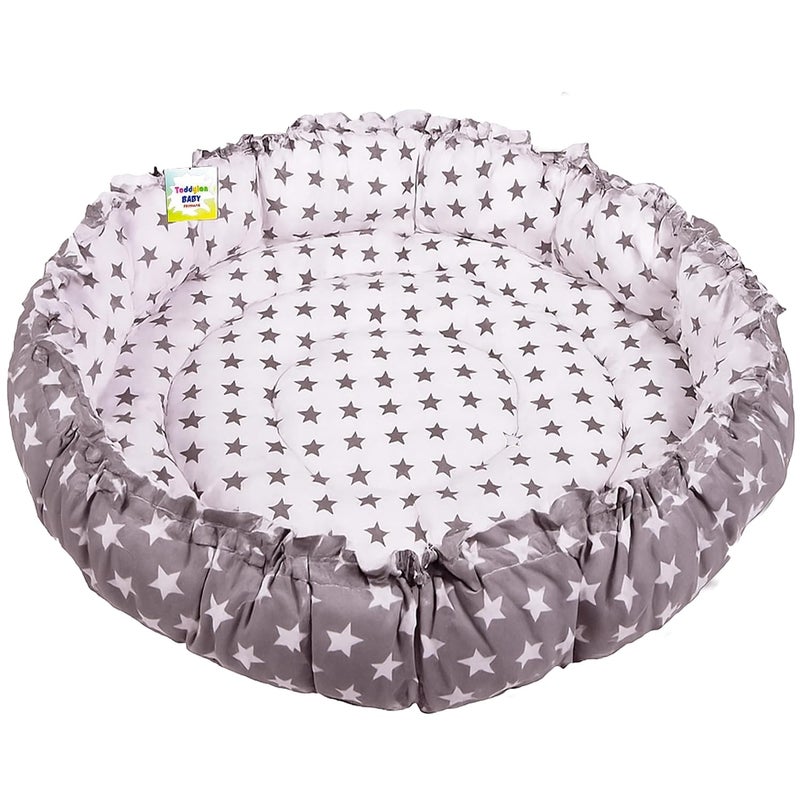Toddylon Flat Bed Baby Play Gym New Born Bedding|Mat with Hanging Toys|Mattress with Mosquito Net|Cotton Playing|Baby Crawling|Playmats & Floor Gyms (0-6 Months) (3Pcs Set),Grey,2 - Image 4