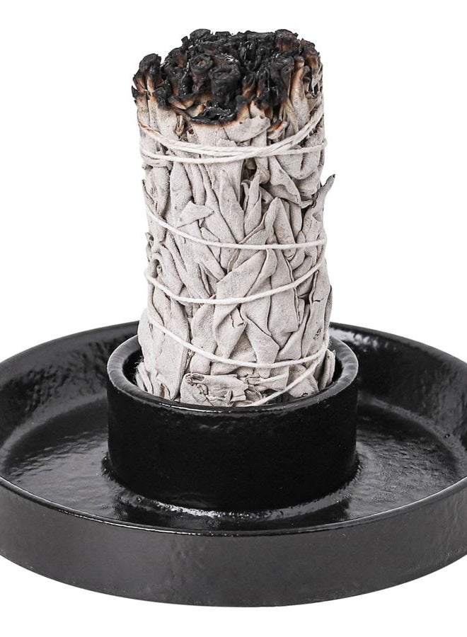 HOCUROAY Sage Incense Holder, Ceramic Sage Holder for Burning, Sage Burner Holder for Smudge Sticks, Smudge Bowl for White Sage Bundle, Palo Santo Sticks, Yoga Meditation and Altar Decor (Sage Holder-Black) - Image 1