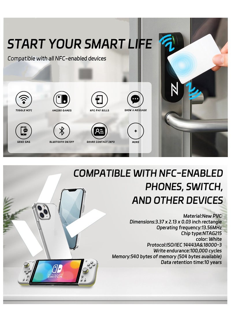 وانغبانغزي 20 بطاقة NFC، بطاقات NFC قابلة للبرمجة ، رقاقة NFC، بطاقات NFC التعريفية، بطاقات NFC للدخول، بطاقات Ntag215 الفارغة القابلة لإعادة الكتابة والمتوافقة مع TagMo لنظام Android وجميع الهواتف والأجهزة التي تدعم NFC  - Image 5