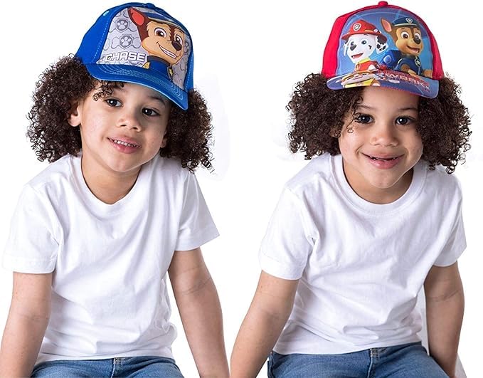 Nickelodeon Boys Paw Patrol Baseball Cap 2 Pack Chase Marshall Rubble Curved Brim Strap Back Hat 2T7 Size 47T Paw Patrol BlueRed - Image 3