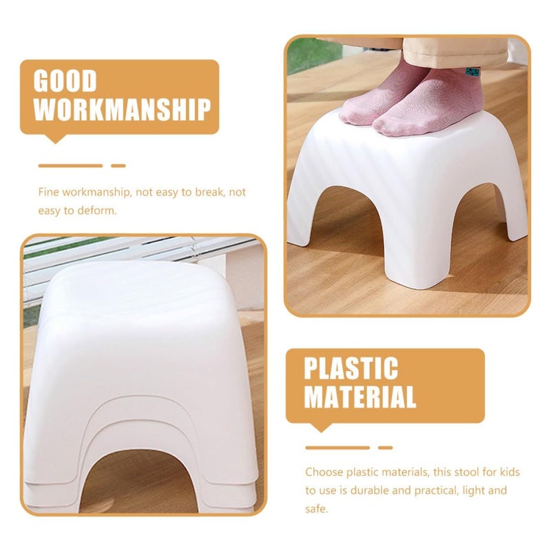 White Small Anti Skid Plastic Stool Non Slip Footstool For Bathroom Living Room - Image 5