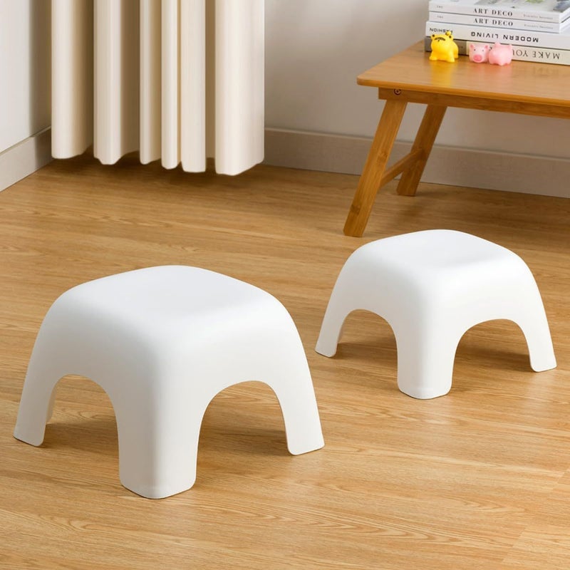 White Small Anti Skid Plastic Stool Non Slip Footstool For Bathroom Living Room - Image 3