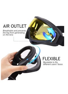 Generic Clear outdoor motorcycle goggles motorcycle and mountain goggles resistant to fog, UV and wind, for roads (middle size-dark blue frame - yellow lenses ) - from Rana store  - Image 2