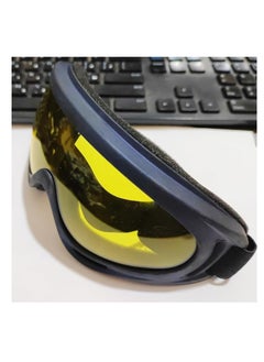 Generic Clear outdoor motorcycle goggles motorcycle and mountain goggles resistant to fog, UV and wind, for roads (middle size-dark blue frame - yellow lenses ) - from Rana store  - Image 5