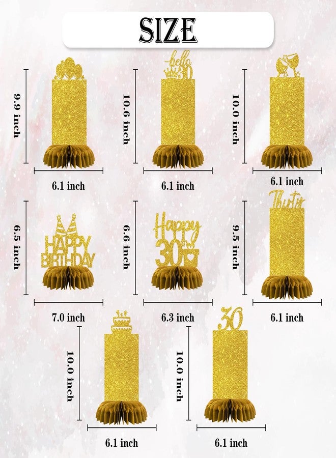 Maicaiffe 30th Birthday Table Honeycomb Centerpieces Decorations - Glitter 8 Pcs 30th Birthday Party Photo Table Centerpieces - 30 Years Old Birthday Party Decoration Supplies with Photo Frame - Image 2