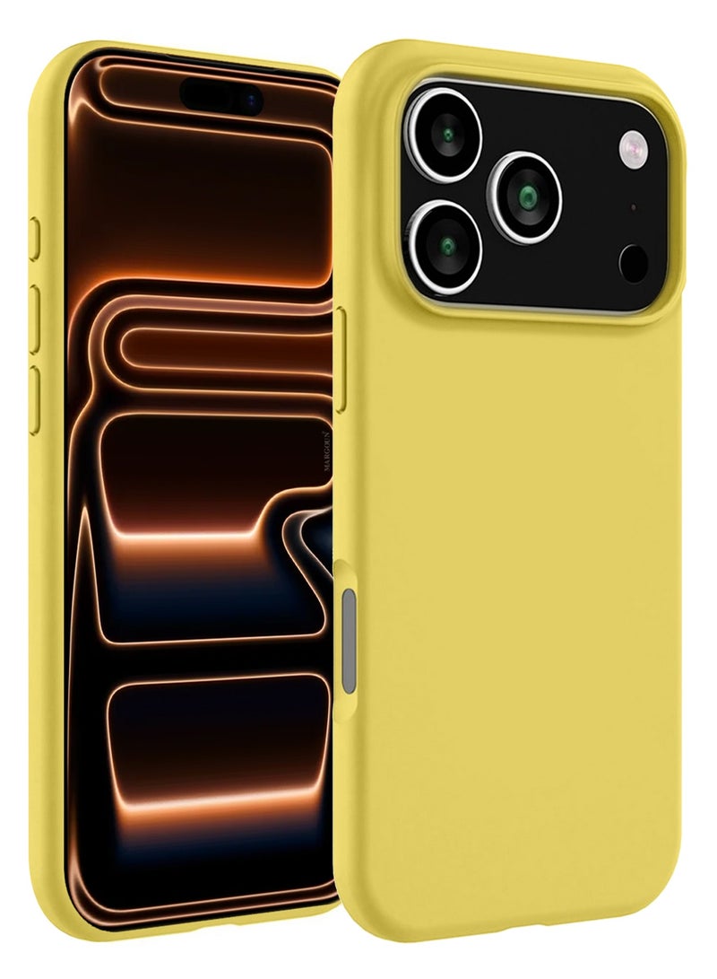 3 Packs Silicone Protective Phone Case for iPhone 17 Pro Max - Soft Anti-Scratch Microfiber Lining Ultra Slim Drop Protection Phone Cover with Two Privacy Screen Protectors - Yellow - Image 2