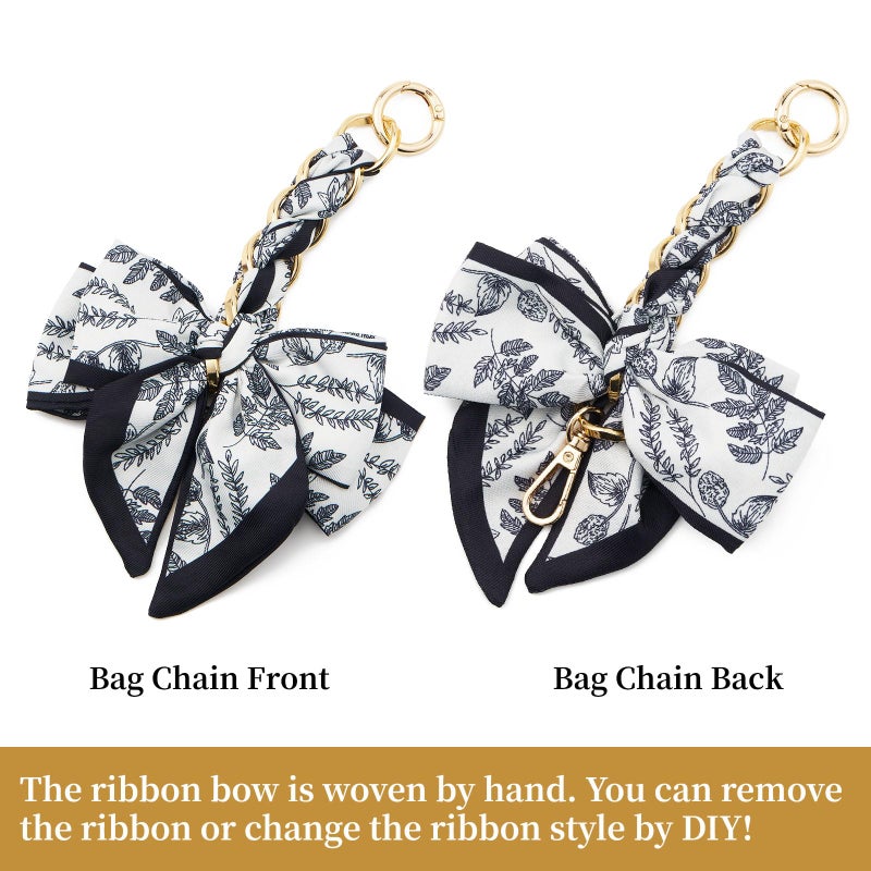 ZOOEASS Bag Extender Chain with Bow Ribbon Purse Chain Extender for Crossbody Bag Charms Women Handbag Decoration Accessories(White) - Image 3