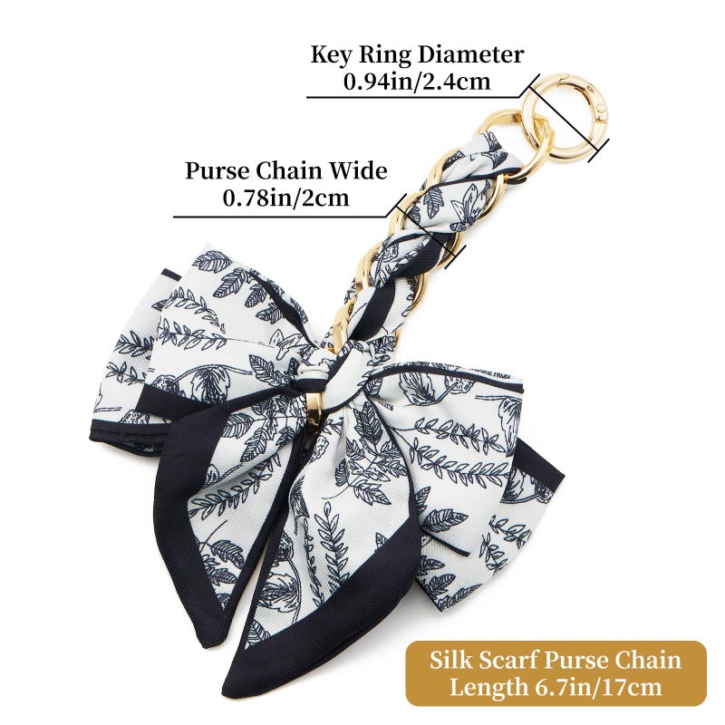 ZOOEASS Bag Extender Chain with Bow Ribbon Purse Chain Extender for Crossbody Bag Charms Women Handbag Decoration Accessories(White) - Image 2