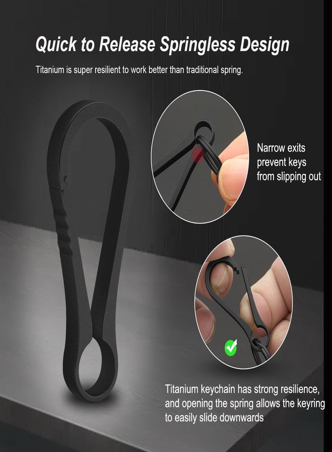 PJYTAC Black Titanium Carabiner Keychain Clip Small Key Clip Quick Release Carabiner Keychain 2PCS - Image 3