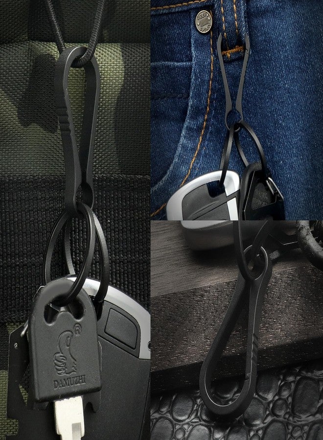 PJYTAC Black Titanium Carabiner Keychain Clip Small Key Clip Quick Release Carabiner Keychain 2PCS - Image 2
