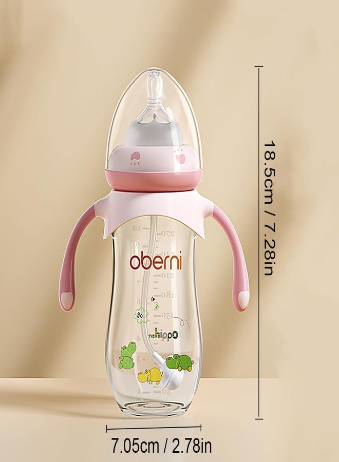 Oberni Baby Bottles, Weighted Straw Toddler Milk Bottles with Non-Slip Handle, Size + Variable Fast Flow, 12+ Months, BPA-Free, Pink/2Pack/9oz - Image 2