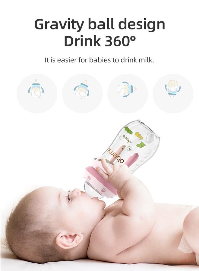 Oberni Baby Bottles, Weighted Straw Toddler Milk Bottles with Non-Slip Handle, Size + Variable Fast Flow, 12+ Months, BPA-Free, Pink/2Pack/9oz - Image 3
