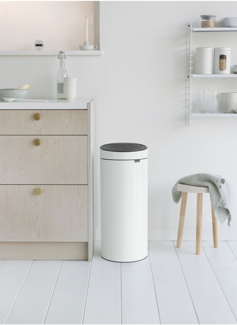 brabantia - Touch Bin New, 30L, Plastic Inner Bucket - White - Image 1
