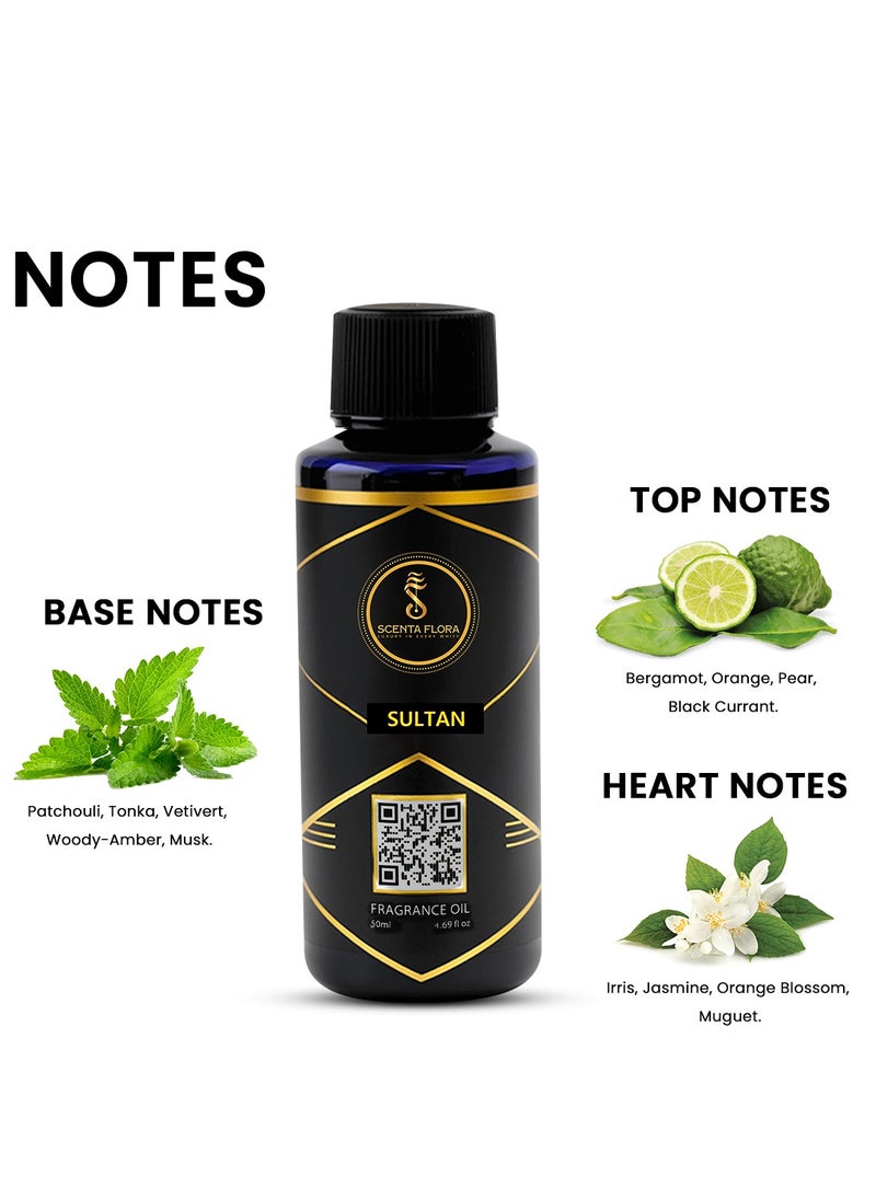 Scenta Flora - SULTAN - Diffuser Aroma Oil - Soothing, Healing, and Relaxing Fragrance for Scent Diffusers - Aromatherapy (50 ml) - Image 1