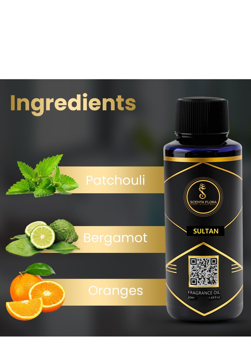 Scenta Flora - SULTAN - Diffuser Aroma Oil - Soothing, Healing, and Relaxing Fragrance for Scent Diffusers - Aromatherapy (50 ml) - Image 1