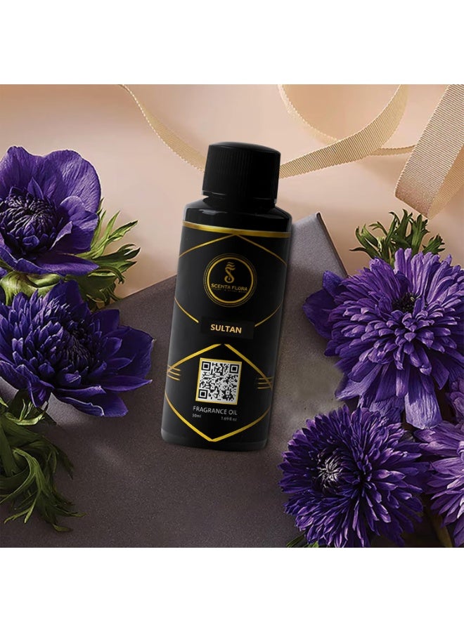 سينتا فلورا زيت عطري "سلطان" من SCENTA FLORA لأجهزة نشر الروائح والعلاج العطري (50 مل) | معتمد من IFRA | رائحة فاخرة تجمع بين البرغموت وزهرة الوادي (Muguet) والنفحات الزهرية للمنزل والمكتب ومساحات العمل | يدوم طويلاً ويضفي أجواءً مريحة وهادئة - Image 2