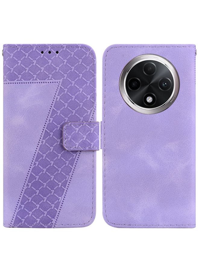 HuHa - Case Cover For OPPO A3 Pro 5G 7-shaped Embossed Leather Phone Case Purple - Image 1