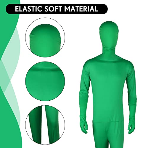 Jiuguva 2 Pack Green Screen Chromakey Bodysuit Gloves Hood, Unisex Disappearing Photography Bodysuit for Adult Men Invisible Effect (6 Feet/ 180 cm) - Image 4