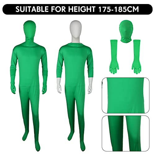 Jiuguva 2 Pack Green Screen Chromakey Bodysuit Gloves Hood, Unisex Disappearing Photography Bodysuit for Adult Men Invisible Effect (6 Feet/ 180 cm) - Image 3