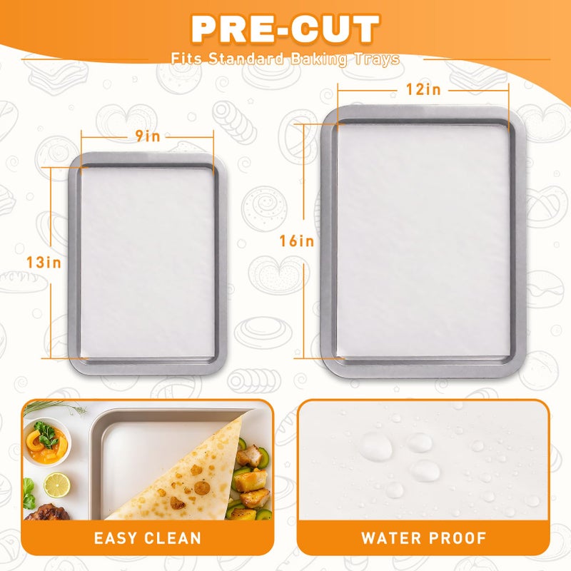 JOYUMY 200 Pcs Parchment Paper Sheets for Baking – 9x13inch Baking Paper, White, Pre-Cut, Non-Stick, Unbleached, Heat-Resistant for Baking Grilling Air Fryer Steaming Bread Cup Cake Cookie and More - Image 3