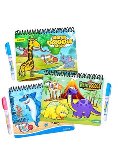 Magic Water Colouring Book Magic Painting Books with Water Reusable Water Drawing Book with Magic Pen Early Education Doodle Painting Toys for Kids Boys Girls Ages 3 Years Plus 3pcs