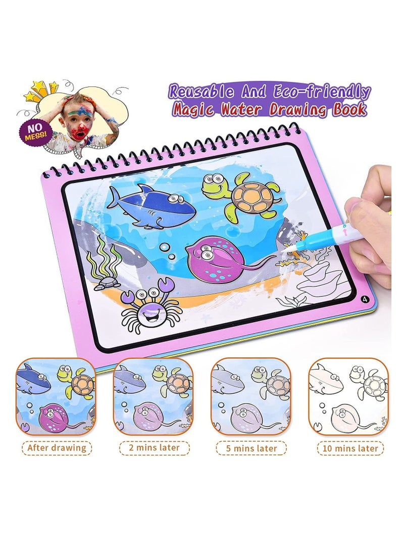 SYOSI - Magic Water Colouring Book Magic Painting Books with Water Reusable Water Drawing Book with Magic Pen Early Education Doodle Painting Toys for Kids Boys Girls Ages 3 Years Plus 3pcs - Image 1