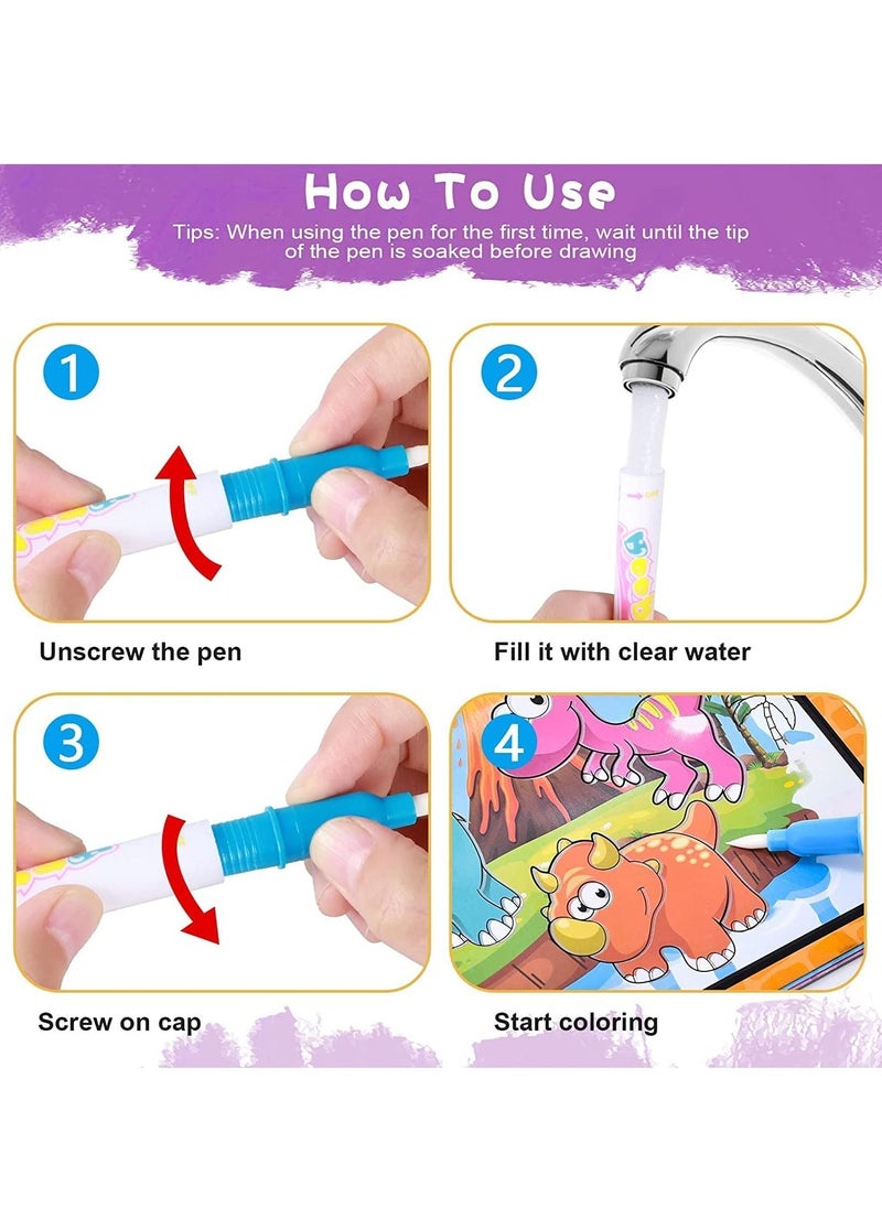 SYOSI - Magic Water Colouring Book Magic Painting Books with Water Reusable Water Drawing Book with Magic Pen Early Education Doodle Painting Toys for Kids Boys Girls Ages 3 Years Plus 3pcs - Image 1