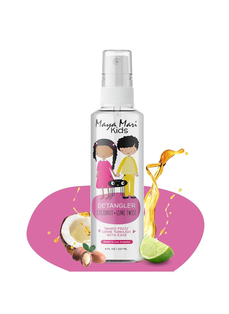 MAYA MARI Kids Detangler Spray with Argan, Coconut and Lime Oils - Gentle Hair Detangler for Kids, Toddlers and Babies, 8 oz - No More Tangles, Ideal for Curly Hair 