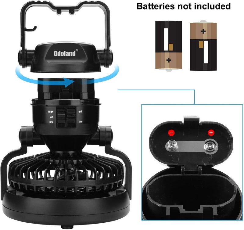 Odoland Portable LED Camping Lantern with Ceiling Fan - Hurricane Emergency - Image 2