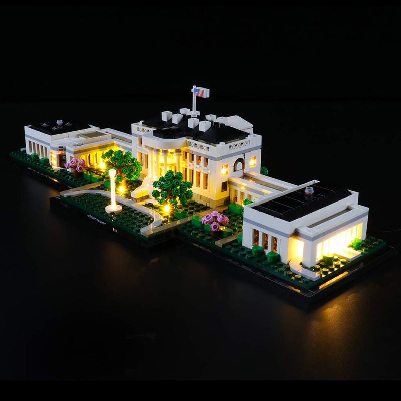BRIKSMAX مجموعة إضاءة LED من BRIKSMAX للهندسة المعمارية البيت الأبيض - متوافقة مع نموذج كتل البناء Lego 21054 - لا تشمل مجموعة Lego - Image 1