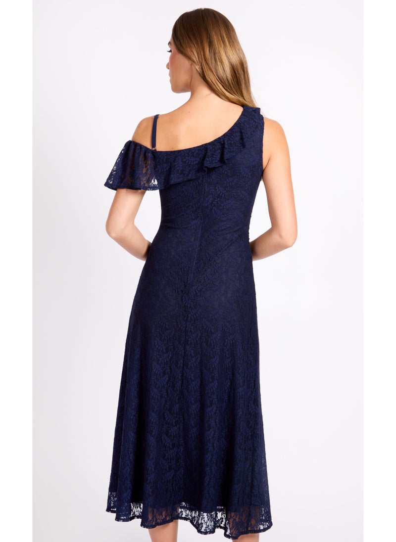Little Mistress Lace Detailed One Shoulder Maxi Dress  - Image 2