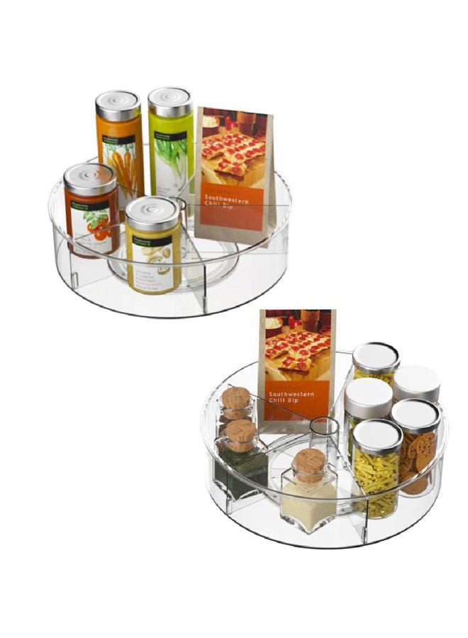 Benzoyl Plastic Round Lazy Susan Rotating Turntable Food Storage Container for Cabinet, Pantry, Refrigerator, Countertop, Spinning Organizer for Spices, Condiments, Baking Supplies 11.5'' 2 Packs - Image 2