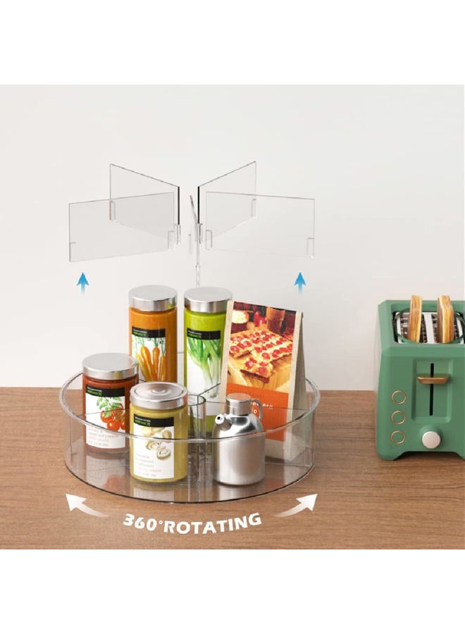 Benzoyl Plastic Round Lazy Susan Rotating Turntable Food Storage Container for Cabinet, Pantry, Refrigerator, Countertop, Spinning Organizer for Spices, Condiments, Baking Supplies 11.5'' 2 Packs - Image 5
