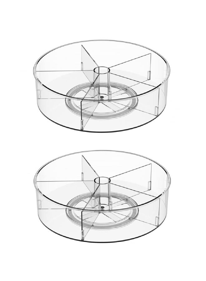 Benzoyl Plastic Round Lazy Susan Rotating Turntable Food Storage Container for Cabinet, Pantry, Refrigerator, Countertop, Spinning Organizer for Spices, Condiments, Baking Supplies 11.5'' 2 Packs - Image 1