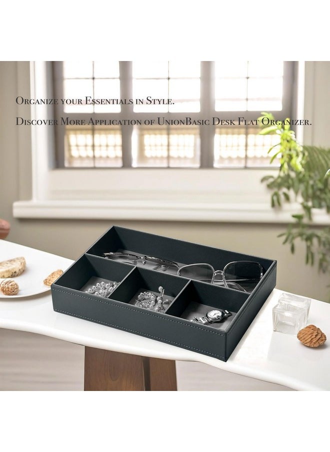 UnionBasic Flat 4-Slot Leather Desk Drawer Tray Stationery Sundries Gadget Organizer Storage Box Pen Pencil Holder Case Container, Elegant Grey  - Image 4
