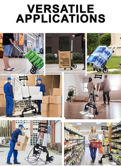 Toshionics Folding Hand Truck Trolley Heavy Duty Dolly Cart with Telescoping Handle Elastic Ropes Wheels Ideal For Shopping Home Office Shopping and Luggage Transport Durable Aluminum Capacity  - Image 2