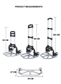 Toshionics Folding Hand Truck Trolley Heavy Duty Dolly Cart with Telescoping Handle Elastic Ropes Wheels Ideal For Shopping Home Office Shopping and Luggage Transport Durable Aluminum Capacity  - Image 5