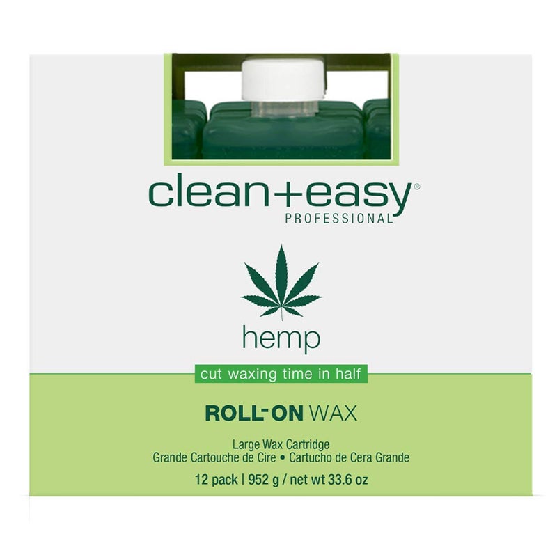 Clean + Easy Hemp Roll On Wax â€“ Large Soft Wax Refill Cartridge for Hair Removal on for Legs, Arms & Body, 12 Pack - Image 1