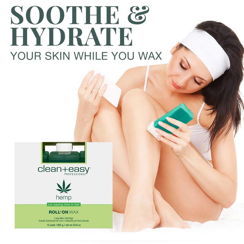 Clean + Easy Hemp Roll On Wax â€“ Large Soft Wax Refill Cartridge for Hair Removal on for Legs, Arms & Body, 12 Pack - Image 2
