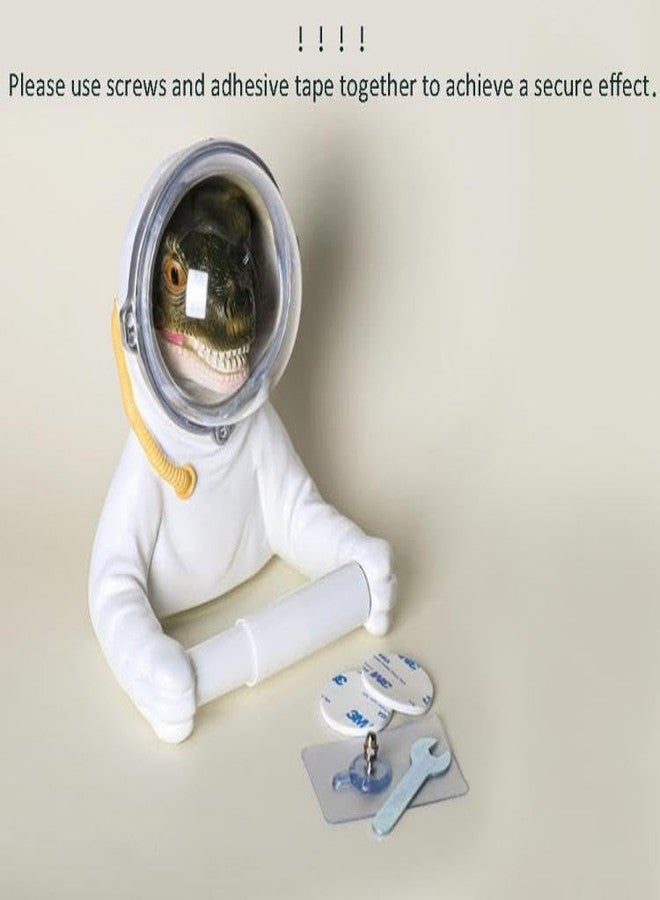123Arts Toilet Paper Holder Dinosaur Astronaut Resin Roll Paper Holder Wall Mount Towel Rack - Image 5