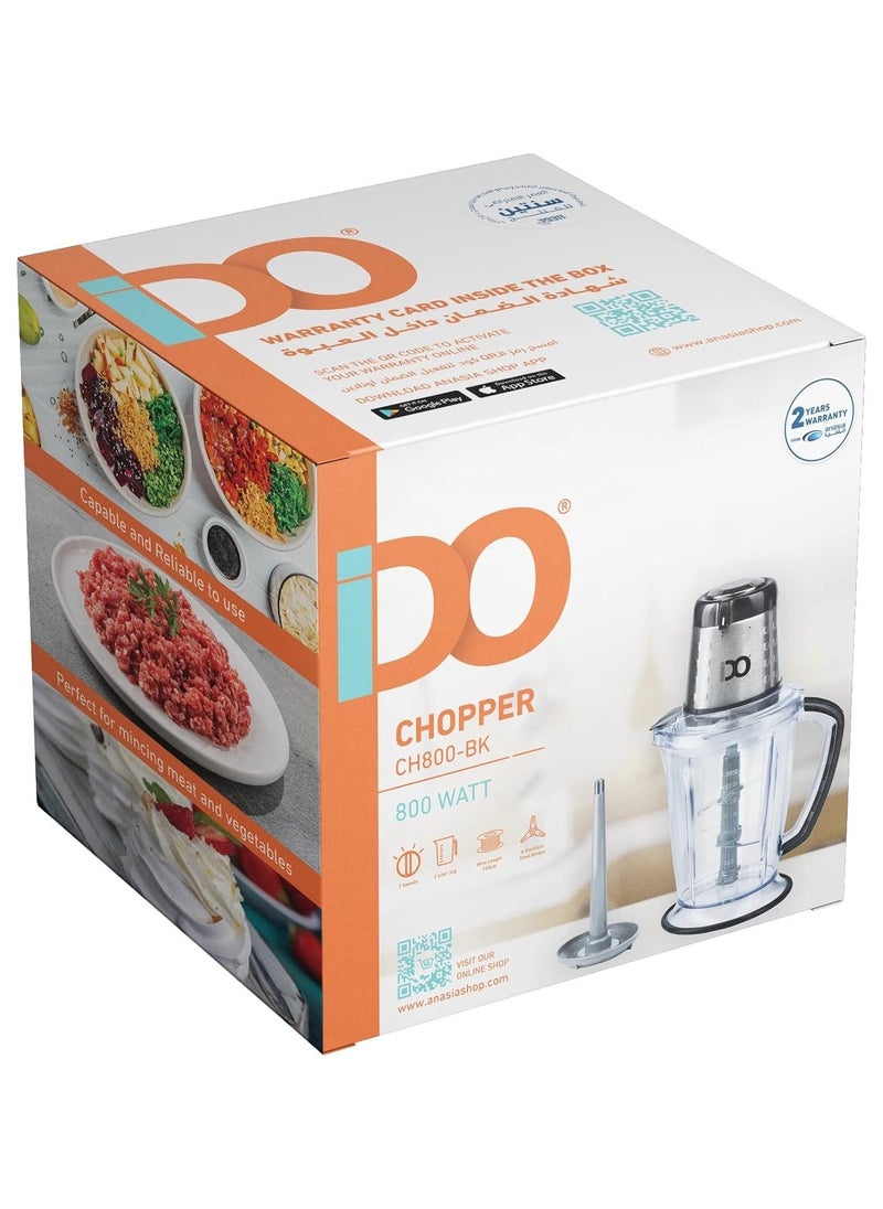 IDO IDo Meat Grinder and Vegetable Chopper - 800 Watt - 2 Liter CH800-BK 800 Watt Vertical Multipurpose Chopper and Chopper  - Image 2