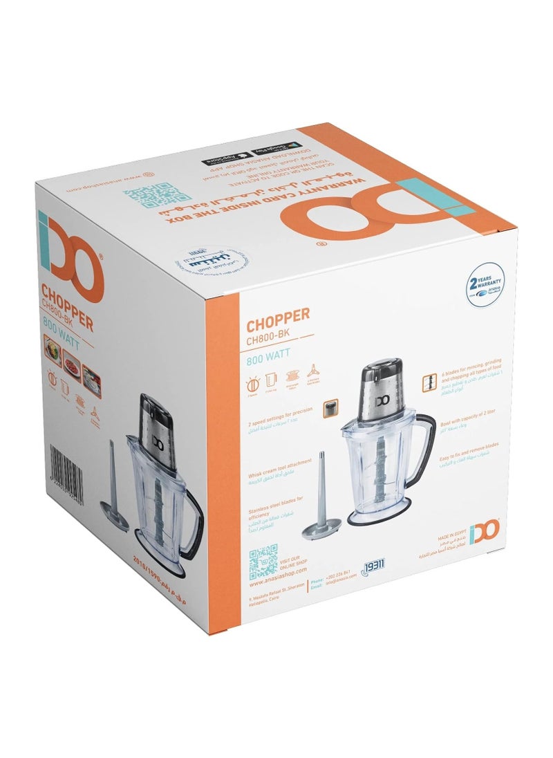 IDO IDo Meat Grinder and Vegetable Chopper - 800 Watt - 2 Liter CH800-BK 800 Watt Vertical Multipurpose Chopper and Chopper  - Image 3