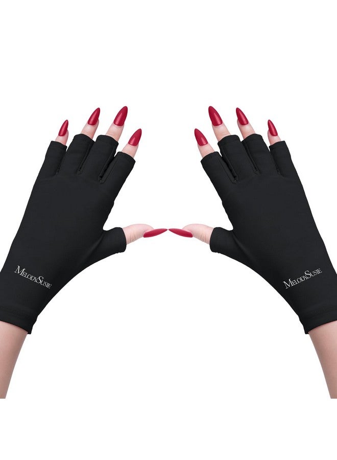 MelodySusie Uv Gloves For Gel Nail Lamp Professional Upf50+ Uv Protection Gloves For Manicures Nail Art Skin Care Fingerless Anti Uv Glove Protect Hands From Uv Harm (Black) - Image 2