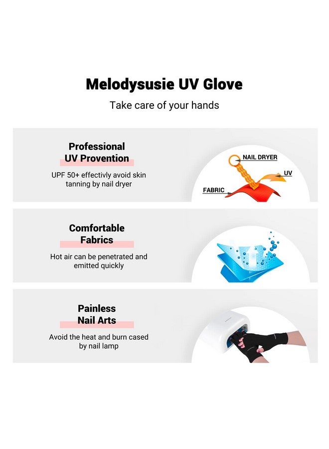 MelodySusie Uv Gloves For Gel Nail Lamp Professional Upf50+ Uv Protection Gloves For Manicures Nail Art Skin Care Fingerless Anti Uv Glove Protect Hands From Uv Harm (Black) - Image 5
