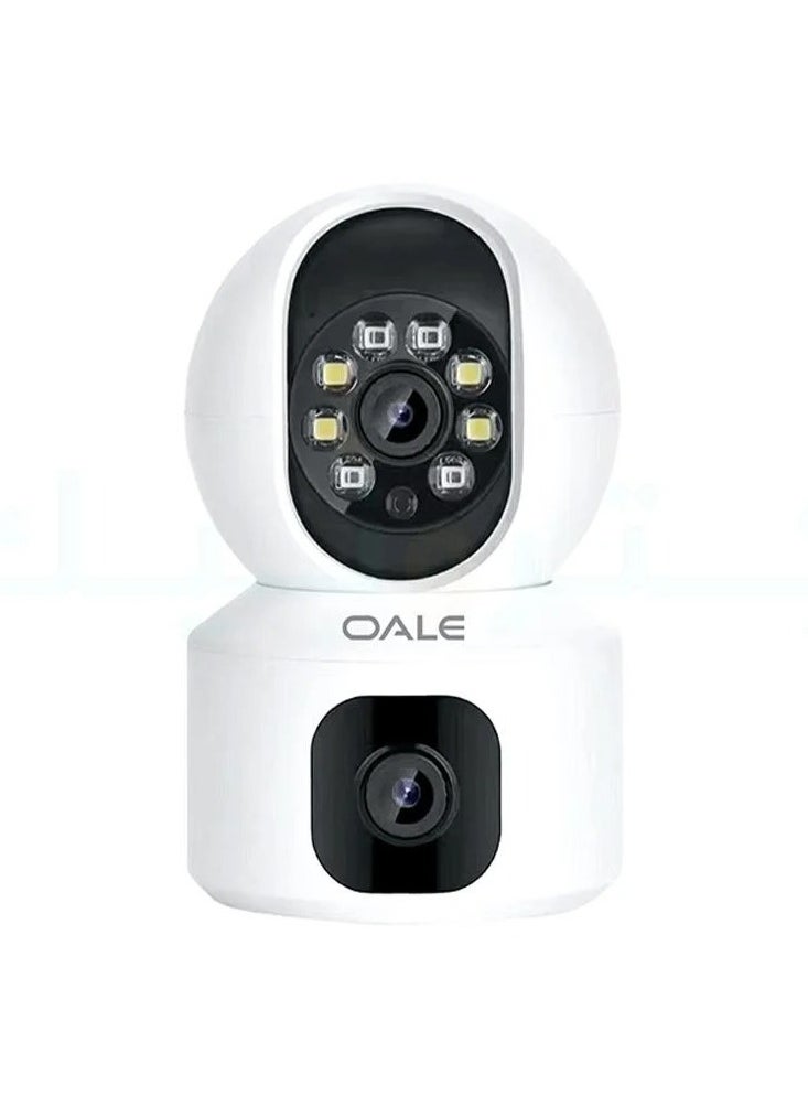 OALE iHome 03 Security Camera Dual Track Audio Support Night Vision Motion Detect Security Camera 360 Full View Two Way Real Time Voice Calling Camera White  - Image 1