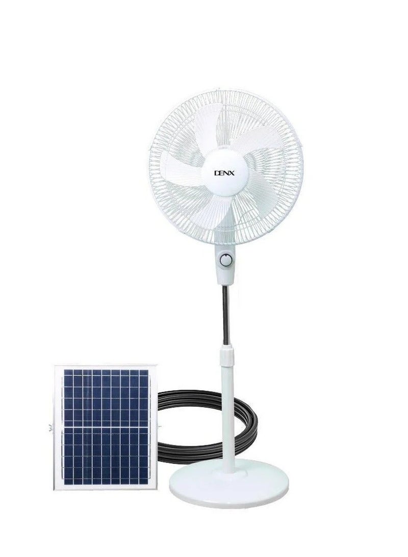 Denx Rechargeable Solar Powered Pedestal Fan with DC Motor, 16 Inch Oscillating Motion Fan Head, 3 Speed ​​Modes with Solar Panel for Office Home Outdoor Camping