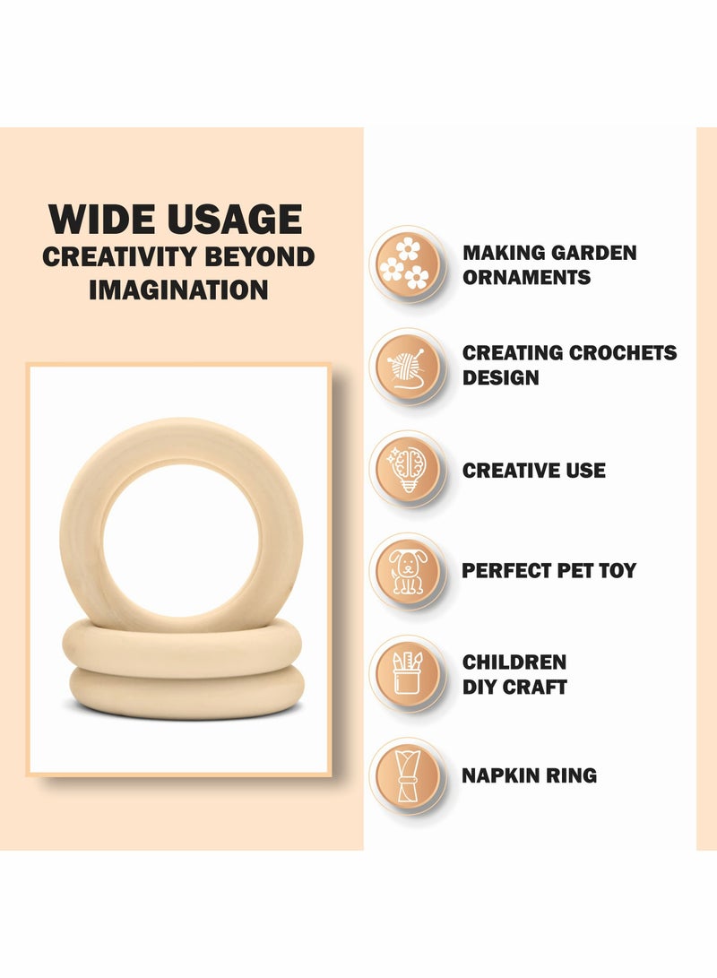 SOLARAE Wooden Rings for Crafts, 20 Pcs, 55mm Smooth Unfinished Macrame Rings Durable & Lightweight Wood Rings for Jewelry, DIY Making, Crafts & Home Decor - Image 5