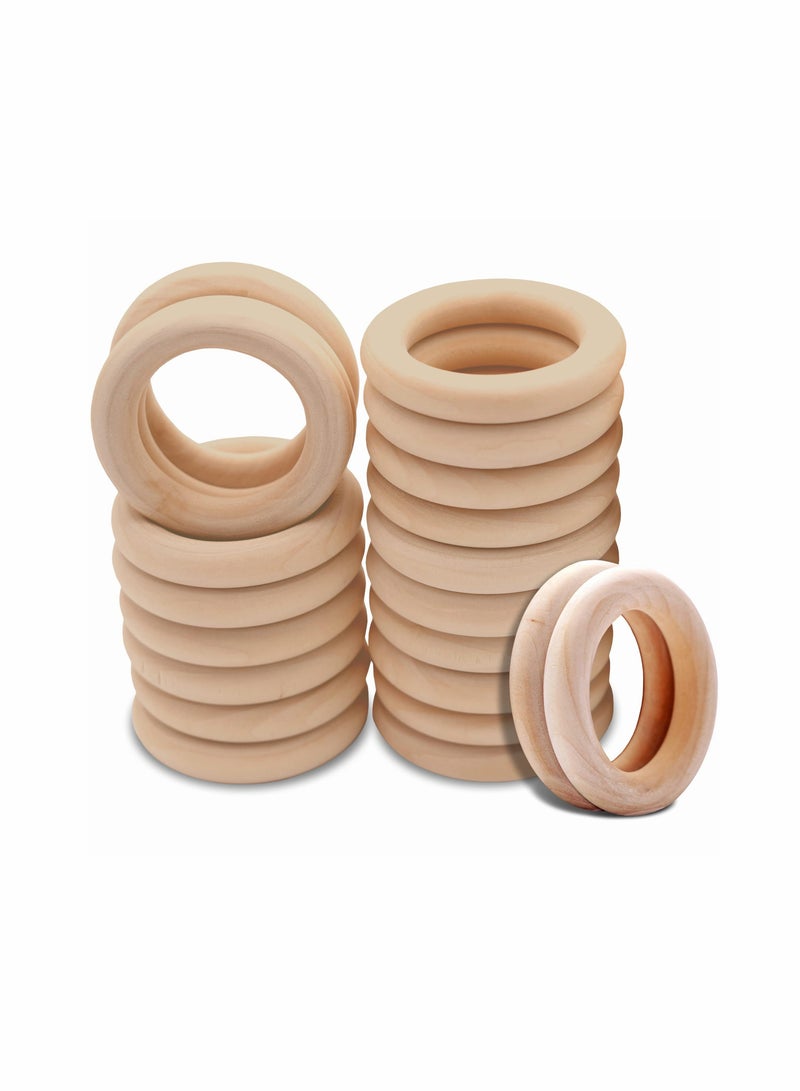 SOLARAE Wooden Rings for Crafts, 20 Pcs, 55mm Smooth Unfinished Macrame Rings Durable & Lightweight Wood Rings for Jewelry, DIY Making, Crafts & Home Decor - Image 1